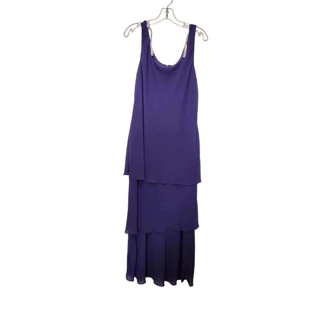 Vintage Patra Purple Sleeveless Tiered Layered Semi Formal Maxi Dress Size 18
